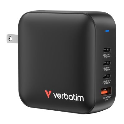 2. ładowarka Verbatim Mini GaN 165W 3xUSB-C 1xUSB-A US/EU/UK