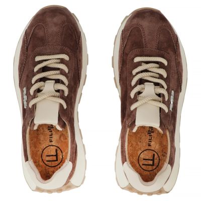 6. Skórzane półbuty sneakersy na platformie brązowe Filippo DP7498