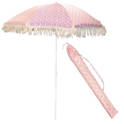 7. PARASOL PLAŻOWO OGRODOWY Z FRĘDZLAMI 174CM CZERWONY