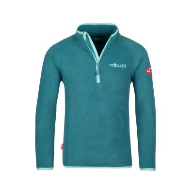Bluza polarowa dla dziewczynki/chłopca z zamkiem Trollkids Kids Nordland Half Zip zielona (707-332)