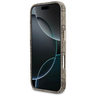 5. Etui Guess 4G Script MagSafe na iPhone 17 Pro - brązowe