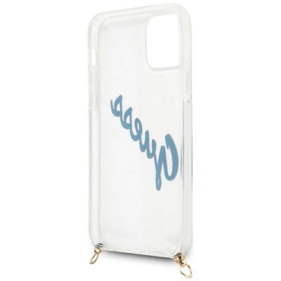 6. Etui Guess Script Vintage na iPhone 12 Pro Max - niebieskie