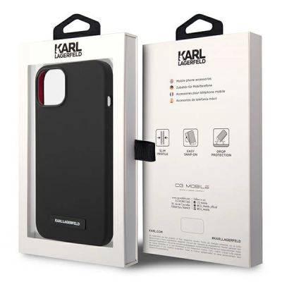 8. Etui Karl Lagerfeld Silicone Plaque MagSafe na iPhone 14 Plus - czarne