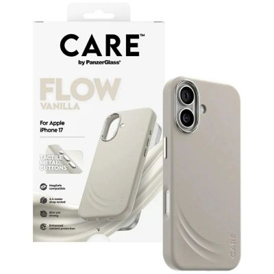 4. Etui CARE by PanzerGlass FLOW MagSafe na iPhone 17 - beżowy