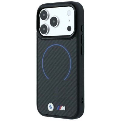 2. Etui BMW M Kevlar Blue Print Ring Metal  Logo MagSafe na iPhone 18 Pro Max / 17 Pro Max - czarne