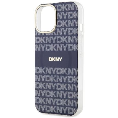 6. Etui DKNY IML Mono & Stripe MagSafe na iPhone 15 / 14 / 13 - niebieskie