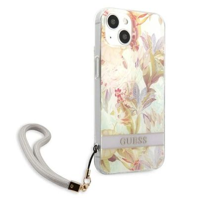 4. Etui Guess Flower Strap na iPhone 13 mini - fioletowe