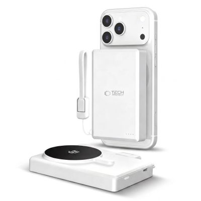 2. Power bank Tech-Protect PB40 LifeMag 10000MAH 25W QI2.2 + kabel USB-C / USB-C 150 mm - biało-srebrny