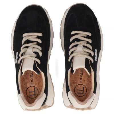 6. Skórzane półbuty sneakersy na platformie czarne Filippo DP7498