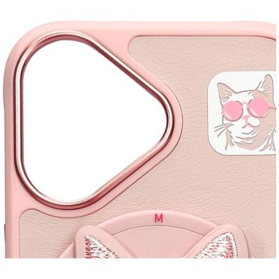 7. Etui Nimmy Glasses Cool Cat MagSafe na iPhone 16 - różowe