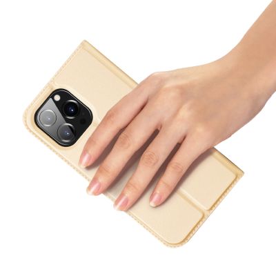 6. Dux Ducis Skin Pro kabura etui pokrowiec z klapką iPhone 14 Pro złoty