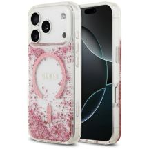 Etui Guess Resin Bottom Glitter MagSafe na iPhone 17 Pro - różowe