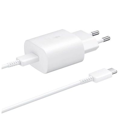 Ładowarka sieciowa Samsung 25W EP-TA800EWE USB-C z kablem Samsung EP-DA705BWE USB-C / USB-C opakowanie zastępcze - biała