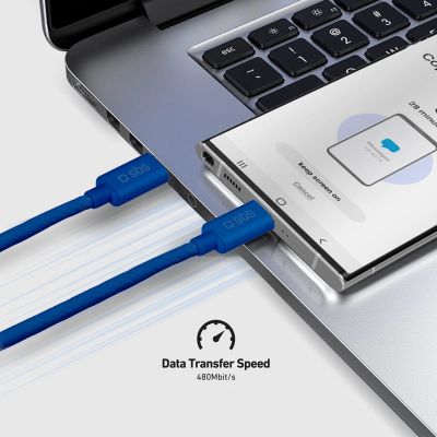 7. Kabel SBS TECABLETISSUETCCB USB-C - USB-C 1,5m 60W w oplocie - niebieski