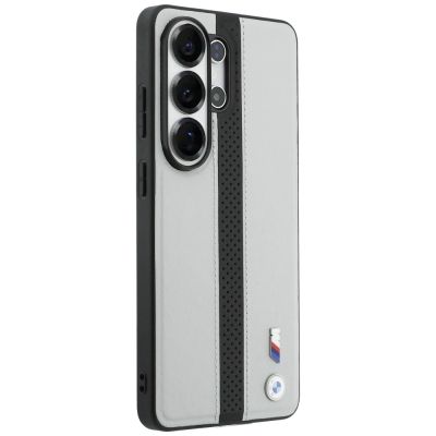 4. Etui BMW Perforated Stripe Logo MagSafe do Samsung Galaxy S26 Ultra - szare