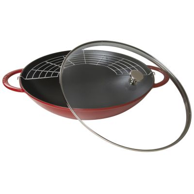 2. Wok żeliwny z pokrywką Staub - Czerwony, 37 cm