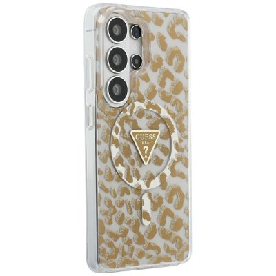 4. Etui Guess IML Leopard Print Triangle MagSafe na Samsung Galaxy S26 Ultra - brązowe