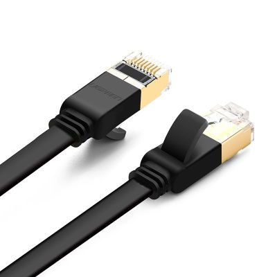 3. Ugreen płaski kabel przewód internetowy sieciowy Ethernet patchcord RJ45 Cat 7 STP LAN 10 Gbps 10 m czarny (NW106 11265)