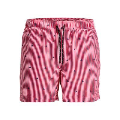 Jack&Jones męskie kąpielówki JWHARUBA SWIM PRINTS SHORTS 12206537 TRUE RED STRIPES