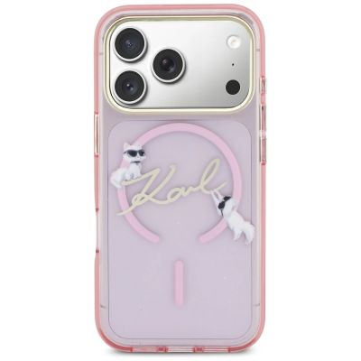 3. Etui Karl Lagerfeld IML Choupettes Karl  Script Logo MagSafe na iPhone 17 Pro - różowe