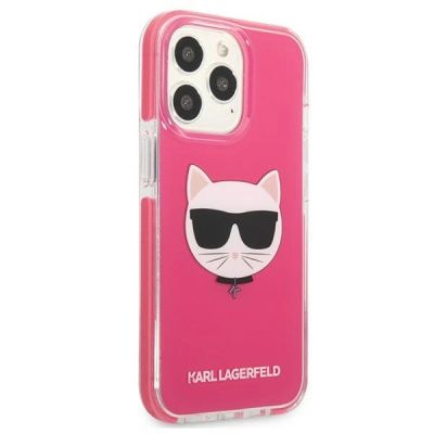 4. Etui Karl Lagerfeld Choupette Head na iPhone 13 Pro / iPhone 13 - fuksjowy