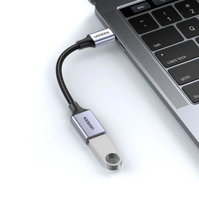 15. Ugreen kabel adapter przejściówka OTG USB-C (męski) - USB-A (żeński) 5Gb/s 0.15m czarny (US378)