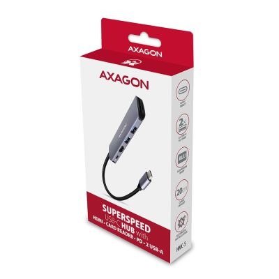 10. Axagon HMC-5 stacja dokująca Przewodowa USB 3.2 Gen 1 (3.1 Gen 1) Type-C Szary