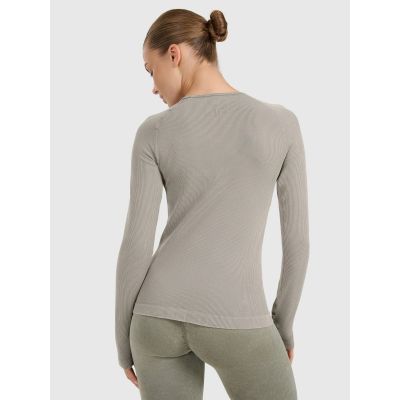 2. Longsleeve slim do jogi i pilatesu szybkoschnący damski 4F 4FWAW25TFLOF429-41A