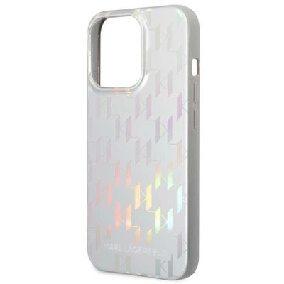 6. Etui Karl Lagerfeld Karl Lagerfeld Monogram Iridescent na iPhone 14 Pro - srebrne