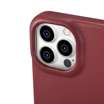 13. iCarer CE Premium Leather Folio Case skórzane etui iPhone 14 Pro Max z klapką magnetyczne MagSafe czerwony (WMI14220716-RD)