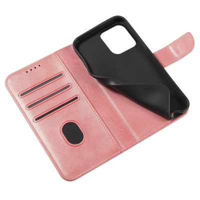 6. Etui portfel z klapką podstawką do iPhone 15 Pro Max Magnet Case - różowe