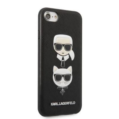 4. Etui Karl Lagerfeld Saffiano Karl&Choupette Head na iPhone 7 / 8 / SE 2020 / SE 2022 - czarne