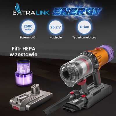13. Extralink | Filtr + zamiennik baterii , akumulator do odkurzacza Dyson V12 | 25.2V 2500mAh