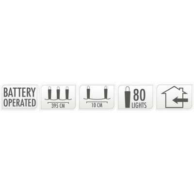 16. LAMPKI DRUCIKI NA BATERIE GIRLANDA 80 LED MULTIKOLOR
