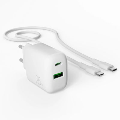 4. Ładowarka sieciowa Puro PROLITE 25W USB-A / USB-C + kabel USB-C - USB-C 1.2m - biała