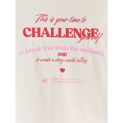 7. Longsleeve oversize z nadrukiem dziewczęcy 4F 4FJRAW25TLONF589-11S