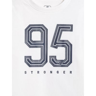 9. T-shirt loose z nadrukiem chłopięcy 4F 4FJRSS26TTSHM3786-10S