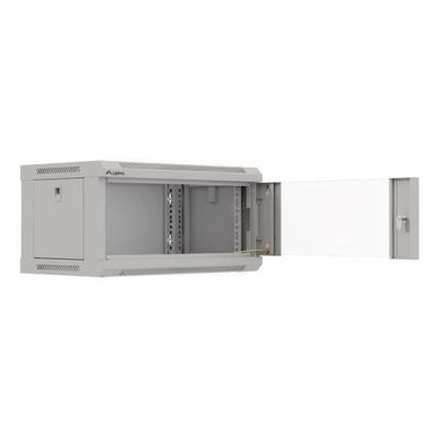 6. LANBERG SZAFA INSTALACYJNA RACK WISZĄCA 19" 4U 540X350 SZARA DRZWI PRZESZKLONE (FLAT PACK)