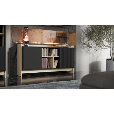 3. Komoda PORTO 2D 150x38x77 dąb/czarny
