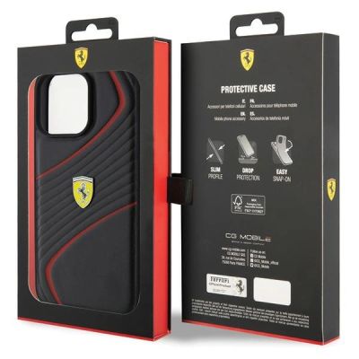 8. Etui Ferrari Twist Metal Logo na iPhone 15 Pro Max - czarne