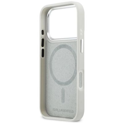 7. Etui Karl Lagerfeld Croco KL Script Logo MagSafe na iPhone 17 Pro Max - srebrne
