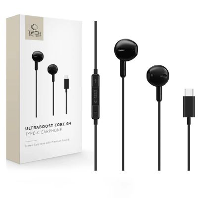 Słuchawki przewodowe Tech-Protect Ultraboost Core G4 USB-C - czarne