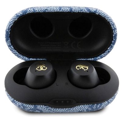 4. Słuchawki Bluetooth TWS Guess 4G Metal ze stacją dokującą ENC - niebieskie