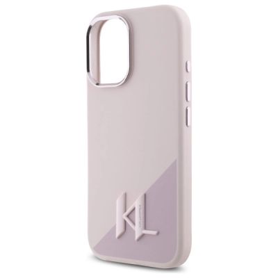 6. Etui Karl Lagerfeld Silicone Shadow Metal Initial MagSafe na iPhone 16 - różowe