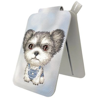 3. Portfel Magnetyczny Nimmy New Big-Eye Cute Pets 2.0 Dog ze stojakiem na telefon - szary