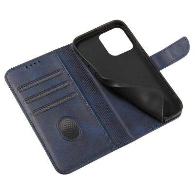 7. Magnet Case elegancki futerał etui pokrowiec z klapką i funkcją podstawki iPhone 14 Plus niebieski