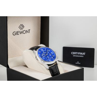 8. Zegarek Męski Giewont Chronograph Sapphire Srebrno Niebieski GW6260-A4