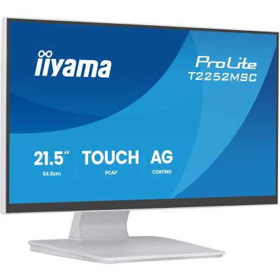 2. iiyama ProLite T2252MSC-W2AG monitor komputerowy 54,5 cm (21.4") 1920 x 1080 px Full HD LCD Ekran dotykowy Biały