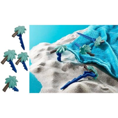 6. ŚLEDZIE KLIPSY UCHWYTY DO RĘCZNIKA PLAŻOWEGO KOCA 4 SZT NIEBIESKIE PALMY