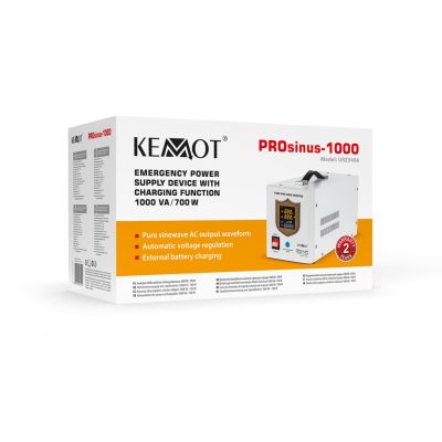 3. Zasilacz awaryjny KEMOT PROsinus-1000 przetwornica z czystym przebiegiem sinusoidalnym i funkcją ładowania 12V 230V 1000VA/700W